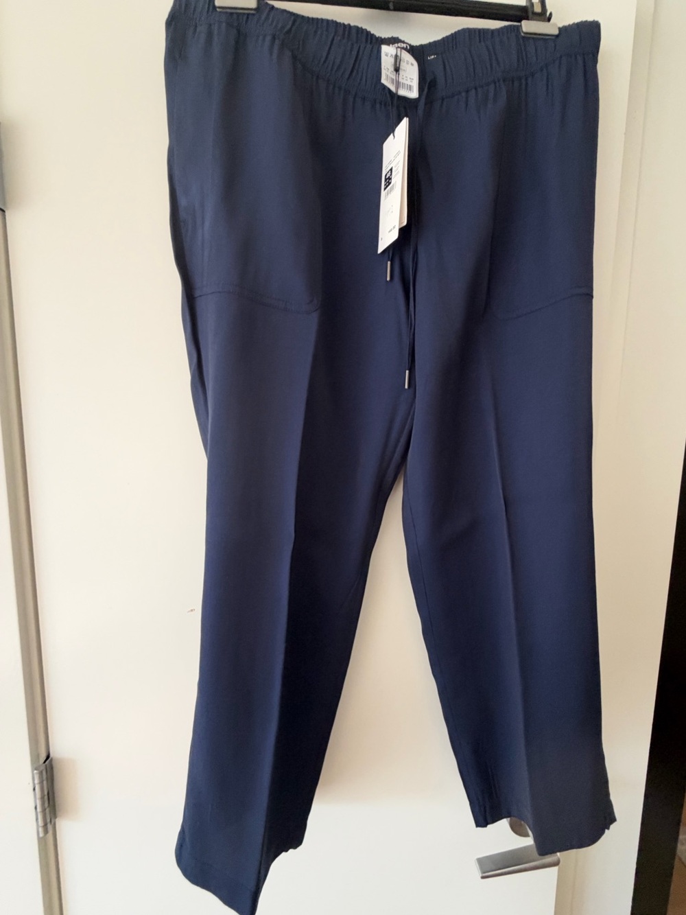 Olsen Cropped Navy Drawstring Casual Pants